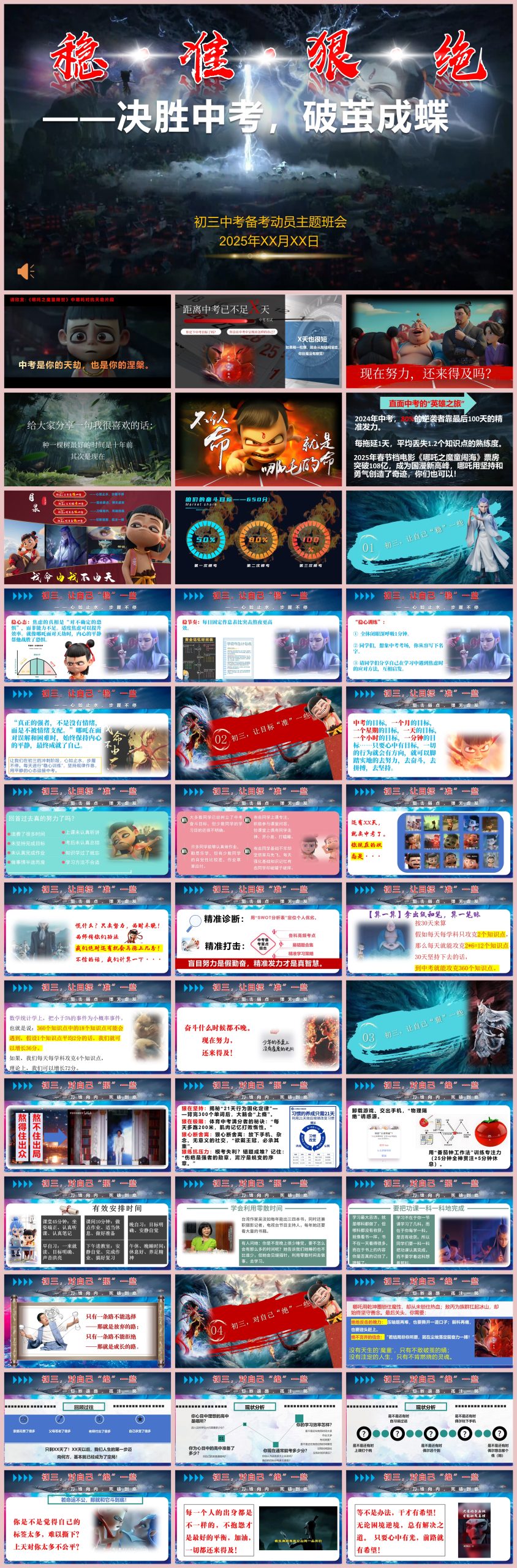 《稳·准·狠·绝——决胜中考，破茧成蝶》初三中考备考动员主题班会“含讲稿”52页PPT-彤彤教务资料网