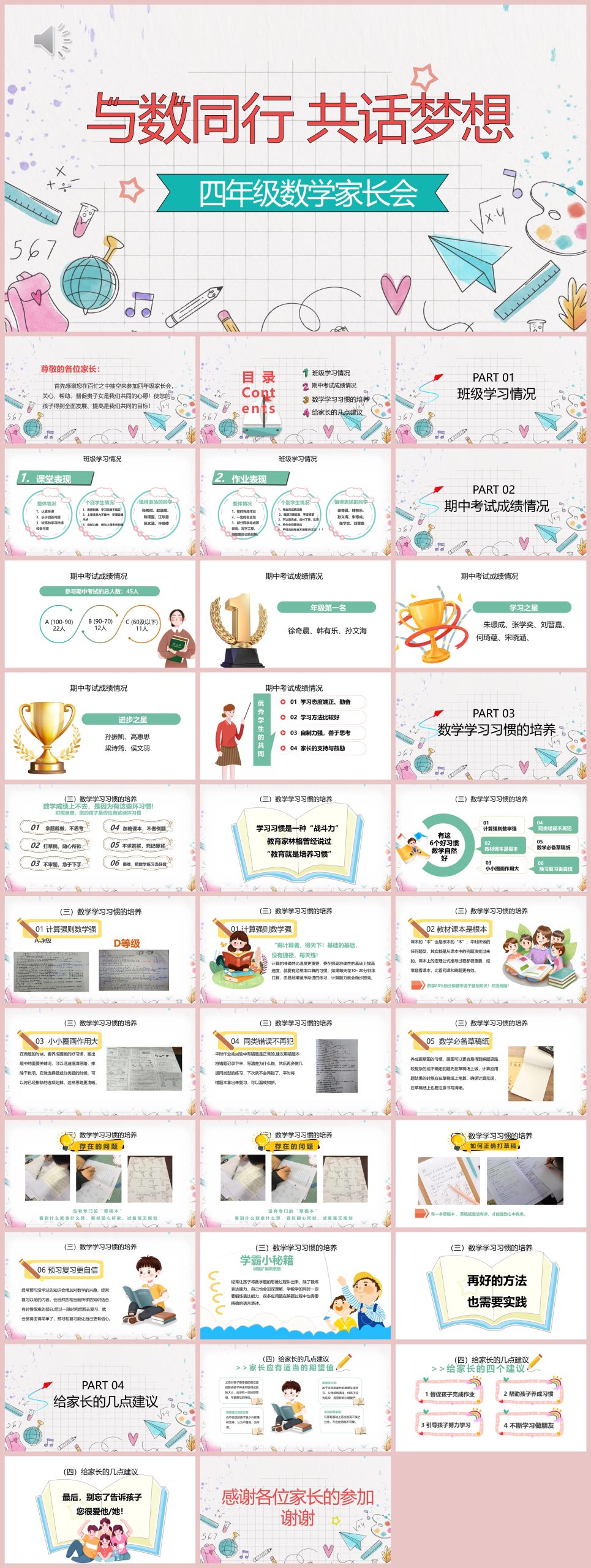 图片[1]-与数同行 共话梦想-四年级数学期中家长会含讲稿33页PPT-彤彤教务资料网