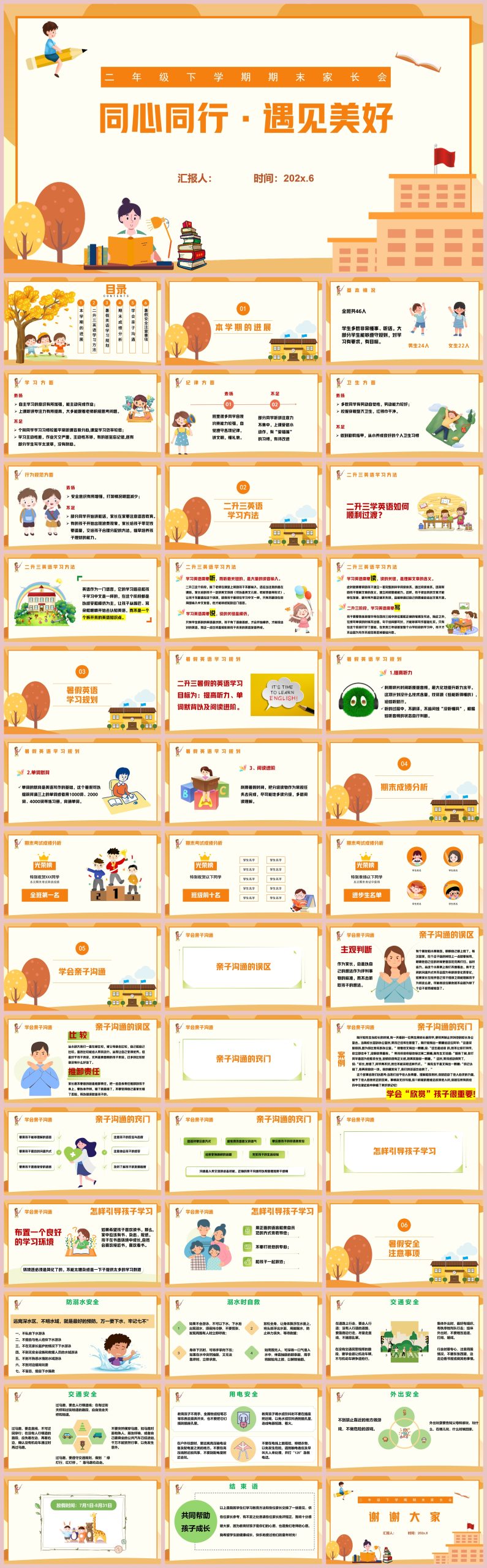 图片[1]-二年级下英语【同心同行 遇见美好】期末家长会“含讲稿”43页PPT-彤彤教务资料网