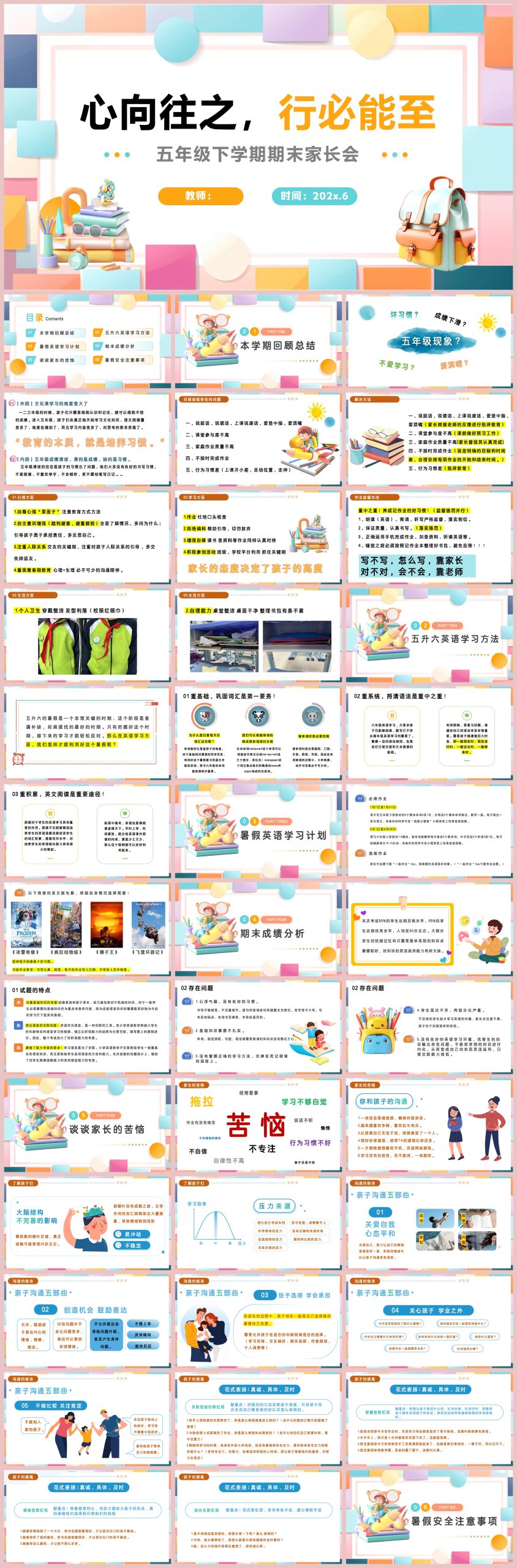 图片[1]-五年级下英语【心向往之 行必能至】期末家长会：含讲稿49页PPT-彤彤教务资料网