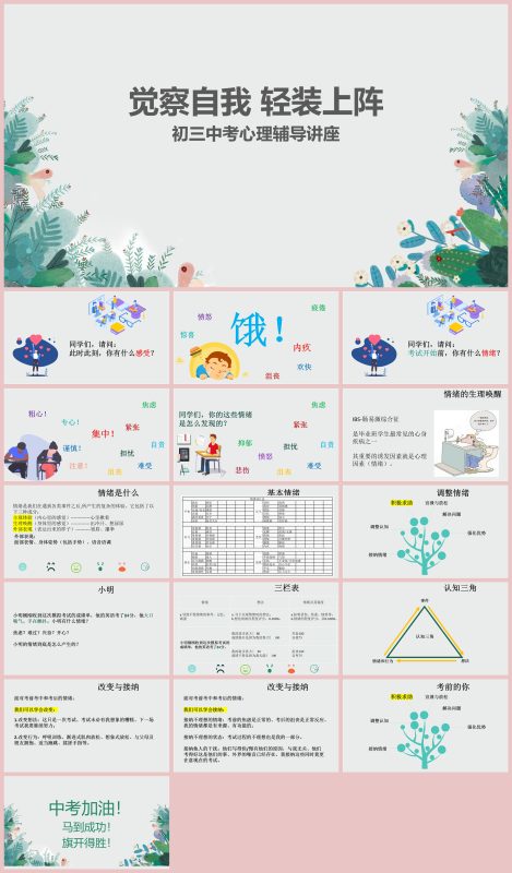 初三中考考前心理辅导《觉察自我 轻装上阵》“含讲稿”17页PPT-彤彤教务资料网