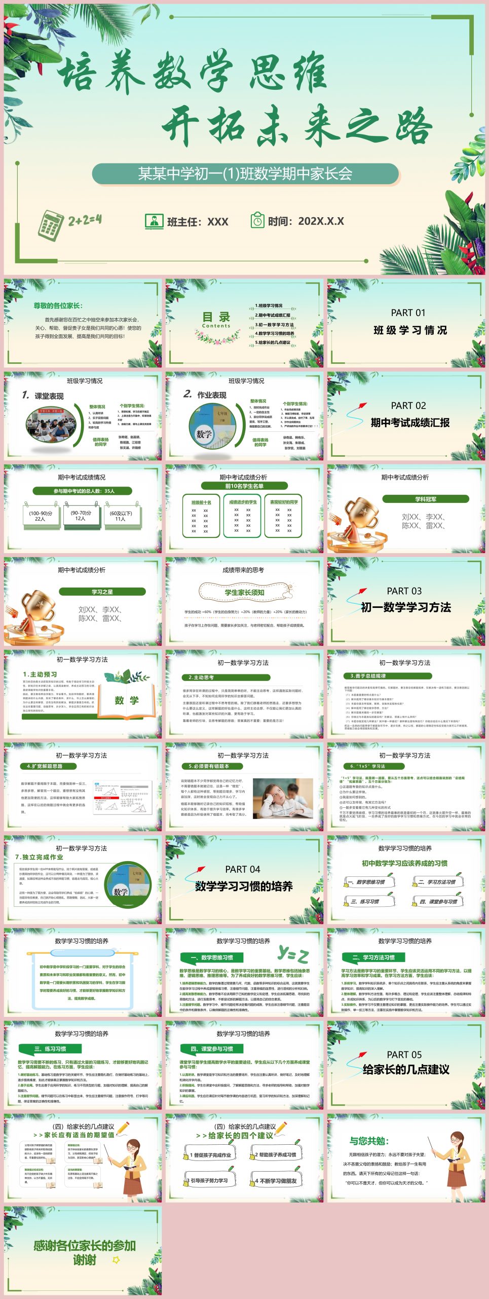 图片[1]-初中数学期中家长会发言稿-培养数学思维 开拓未来之路“含讲稿30页PPT”-彤彤教务资料网