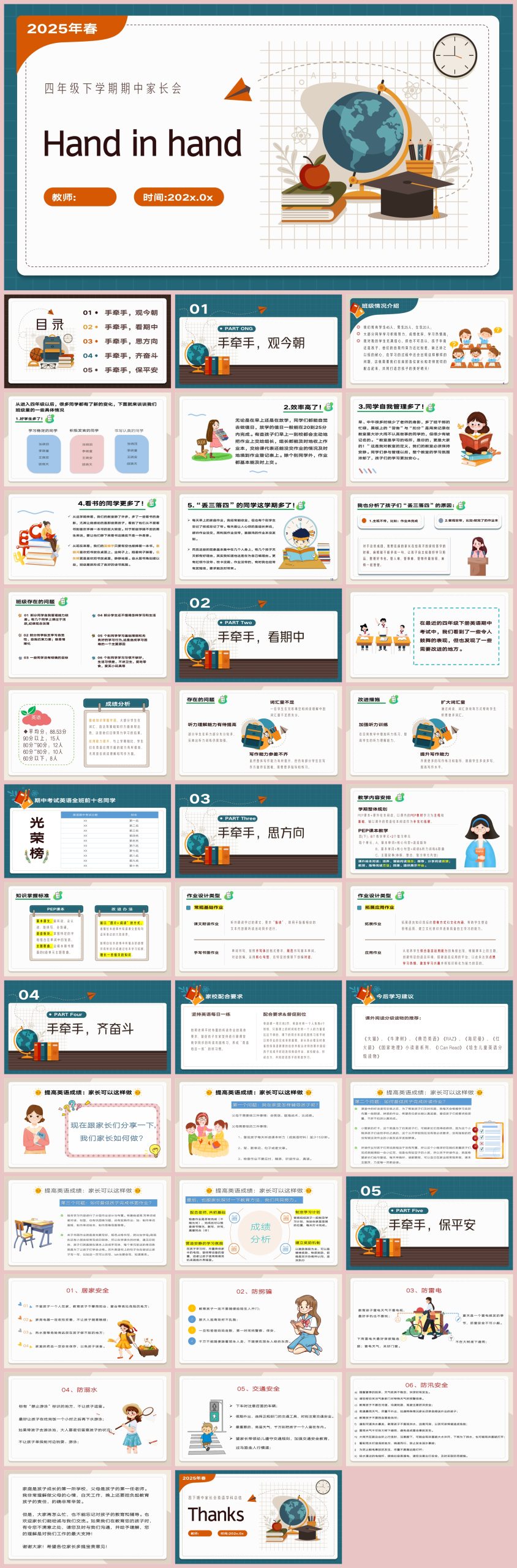 图片[1]-四年级下英语【Hand in hand】期中家长会课件-彤彤教务资料网