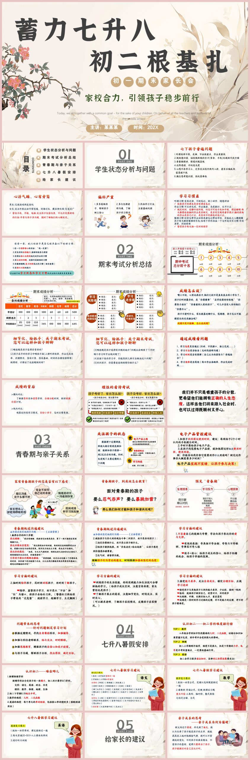 图片[1]-【初一下】【七升八】七年级下期末家长会：蓄力七升八，初二根基扎-彤彤教务资料网